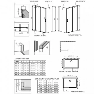 Perete lateral cabina dus Radaway Idea Black KDJ dreapta 75 x H200.5 cm profil negru mat