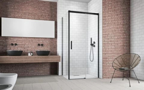 Perete lateral cabina dus Radaway Idea Black KDJ stanga 110 x H200.5 cm profil negru mat