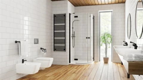 Usa cabina dus semirotunda Radaway Essenza New Black PDD, 90 x H200 cm, dreapta