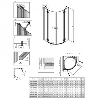 Usa cabina dus semirotunda Radaway Essenza New Black PDD, 90 x H200 cm, dreapta