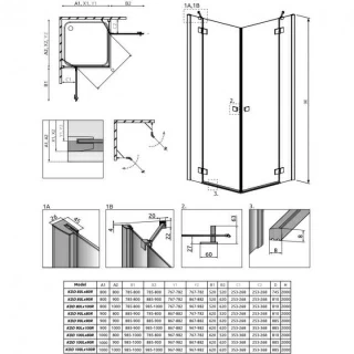 Usa cabina dus Radaway Essenza New Black KDD, 100 x H200 cm profil negru mat, stanga