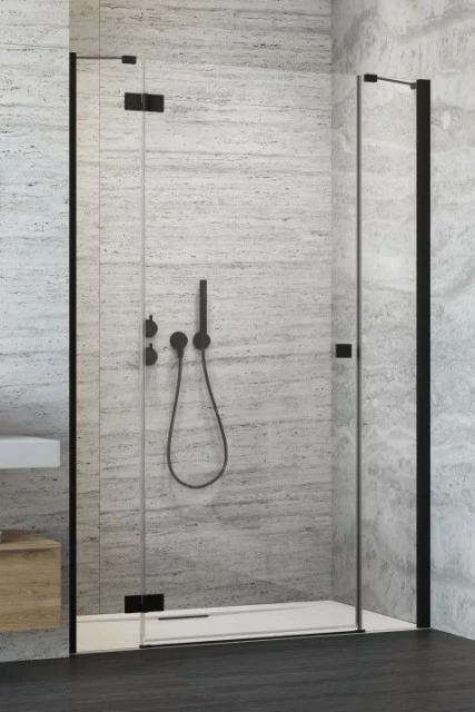 Usa de nisa batanta Radaway Essenza New Black DWJS, 120 x H200 cm profil negru mat, stanga