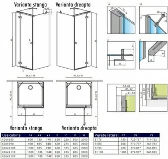 Usa cabina dus Radaway Essenza New Black KDJ+S 90 x H200 cm, profil negru mat, stanga