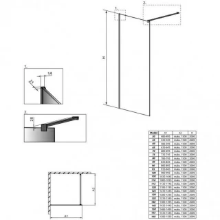 Cabina de dus Walk-In Radaway Modo New II, 115 x H200 cm, sticla transparenta