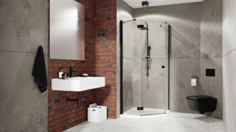 Perete lateral cabina dus Radaway Essenza New Black PTJ 100 x H200 cm, profil negru mat