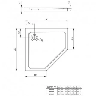 Cadita dus pentagonala Radaway Doros PT 80 x 80 cm