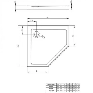 Cadita dus pentagonala Radaway Doros Plus PT 90 x 90 cm
