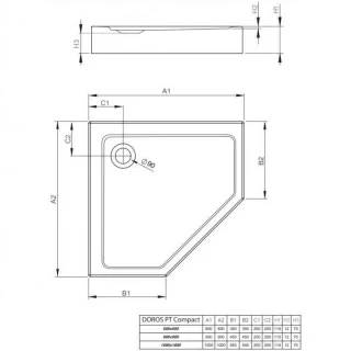 Cadita dus pentagonala Radaway Doros PT Compact 100 x 100 cm