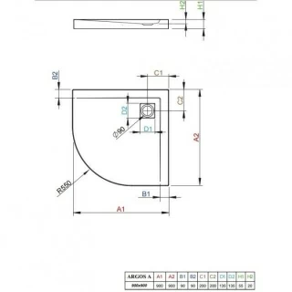 Cadita dus semirotunda Radaway Argos A 90 x 90 cm