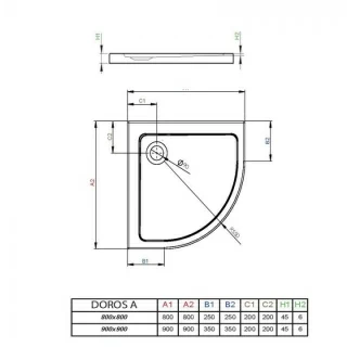 Cadita dus semirotunda Radaway Doros Plus A 90 x 90 cm