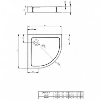 Cadita dus semirotunda Radaway Doros A Compact 80 x 80 cm