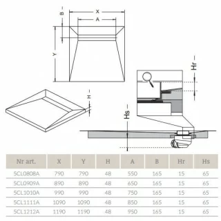 Sistem de dus fara cadita, cu rigola Radaway RadaDrain 110 x 110 cm