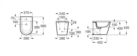 Bideu Roca Inspira lipit de perete 37 x 56 cm 