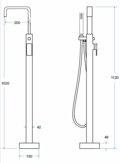 Baterie cada freestanding Besco Modern I culoare negru mat