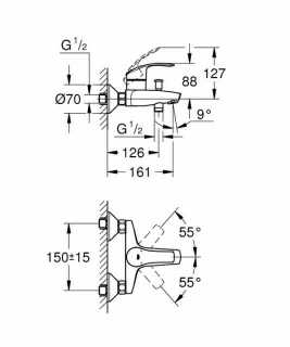 Baterie cada monocomanda Grohe Eurosmart New