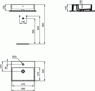 Lavoar Ideal Standard Strada 50 x 42 cm pe blat