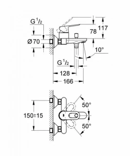Baterie cada si dus Grohe BauLoop monocomanda 1/2″