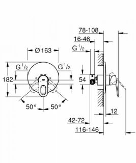 Baterie dus Grohe BauLoop cu monocomanda 1/2″