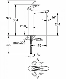Baterie lavoar Grohe Eurostyle monocomanda 1/2″ Marimea XL alb