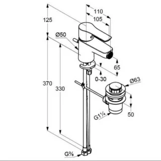 Baterie bideu Kludi Life cu ventil pop-up