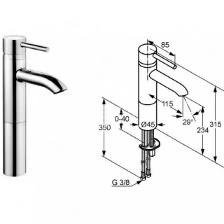 Baterie lavoar Kludi Bozz pentru lavoar tip bol