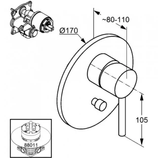 Baterie cada si dus Kludi Bozz crom montaj incastrat