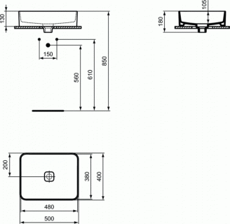 Lavoar tip bol Ideal Standard Strada II 50x40cm cu montare pe blat