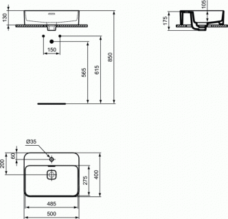 Lavoar Ideal Standard Strada II 50x40cm, montare pe mobilier