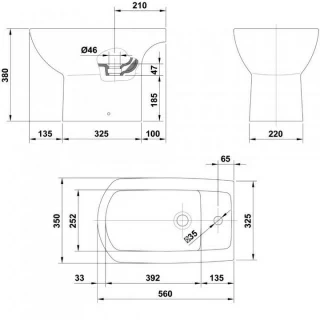 Bideu Gala Smart de pardoseala 35 x 56 cm