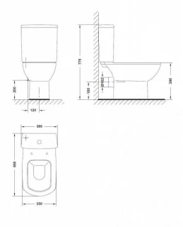 Vas WC Gala Smart monobloc pentru rezervor pe vas 35 x 65 cm