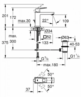 Baterie lavoar Grohe Eurocube monocomanda 1/2″ Marimea M