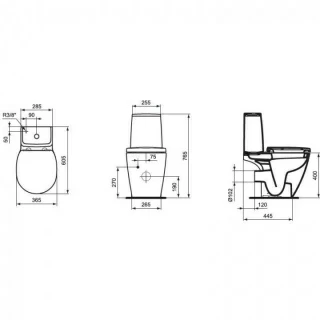 Vas WC monobloc Ideal Standard Connect Space pentru rezervor pe vas 36x60 cm