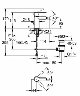 Baterie bideu Grohe Lineare monocomanda 1/2″ Marimea S