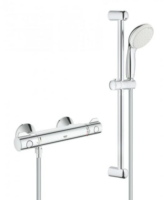 Baterie dus termostatata Grohe Grohtherm 800 si set de dus cu bara 60 cm