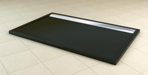 Cadita dus SanSwiss ILA WIA, 80 x 120 cm slim din marmura compozita negru, crom de la bagno imagine noua