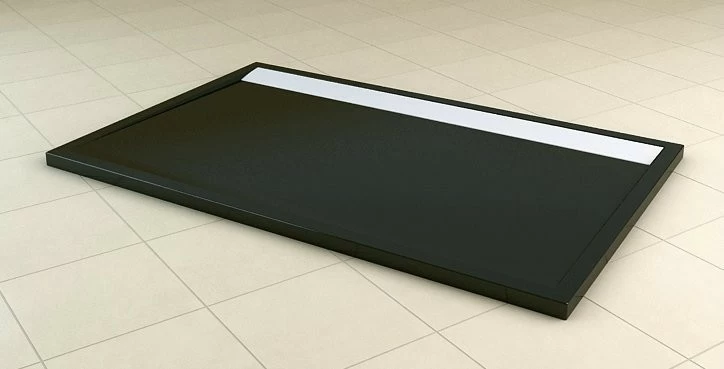 Cadita dus SanSwiss ILA WIA 90x160xH3.5 cm marmura sintetica neagra, capac alb