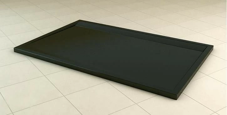 Cadita dus SanSwiss ILA WIA, 90x160xH3.5 cm marmura compozita, negru granit