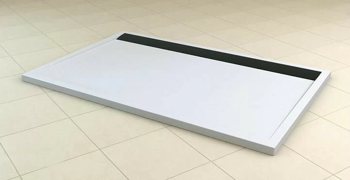 Cadita dus SanSwiss ILA WIA, 80 x 120 cm slim din marmura compozita alb, negru