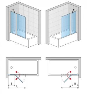 Paravan cada pivotant 90° SanSwiss Solino SOEB13, negru mat 100xH150cm