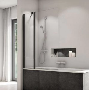 Paravan cada pivotant 90° SanSwiss Solino SOEB13, negru mat 110xH150cm