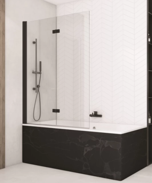 Paravan cada pliabil 180° SanSwiss Solino SOLB2, negru mat 90xH150cm