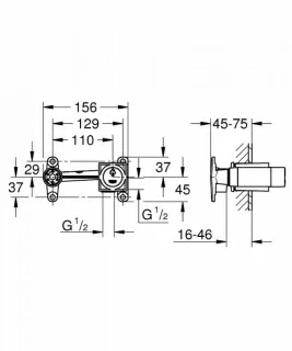 Corp incastrat Grohe pentru baterie cu monocomanda 1/2″