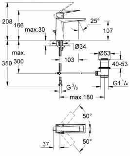 Baterie lavoar Grohe Allure Brilliant monocomanda 1/2″ Marimea M