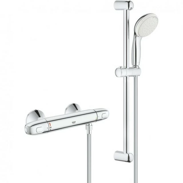 Baterie dus Grohe Grohtherm 1000 cu termostat si set de dus cu bara 60 cm