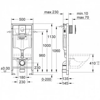 Set PROMO Vas WC suspendat Ideal Standard, capac Soft Close si rezervor Grohe