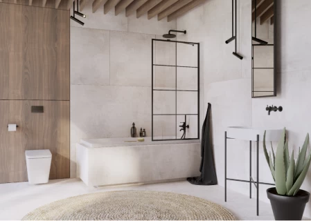 Paravan cada Radaway Idea Black PNJ Factory, un element fix, 100xH150 cm