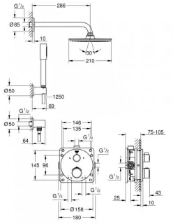 Sistem dus incastrat Grohe Grohtherm Perfect Rainshower Cosmopolitan 210