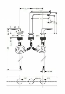 Baterie lavoar Hansgrohe Metropol 160 cu levier decupat