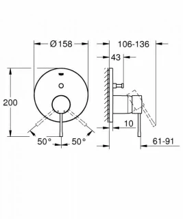 Baterie cada si dus Grohe Essence cu divertor