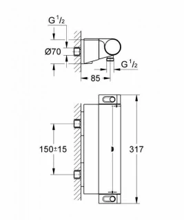 Baterie dus Grohe Grohtherm 2000 cu termostat 1/2″
